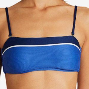 NWT Vitamin A Color:Blue Bar Stripe Rib Bikini Top - XS